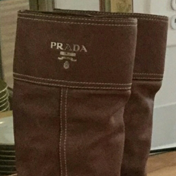 Prada calf leather  tall boots camel brown 38 - Picture 4 of 7